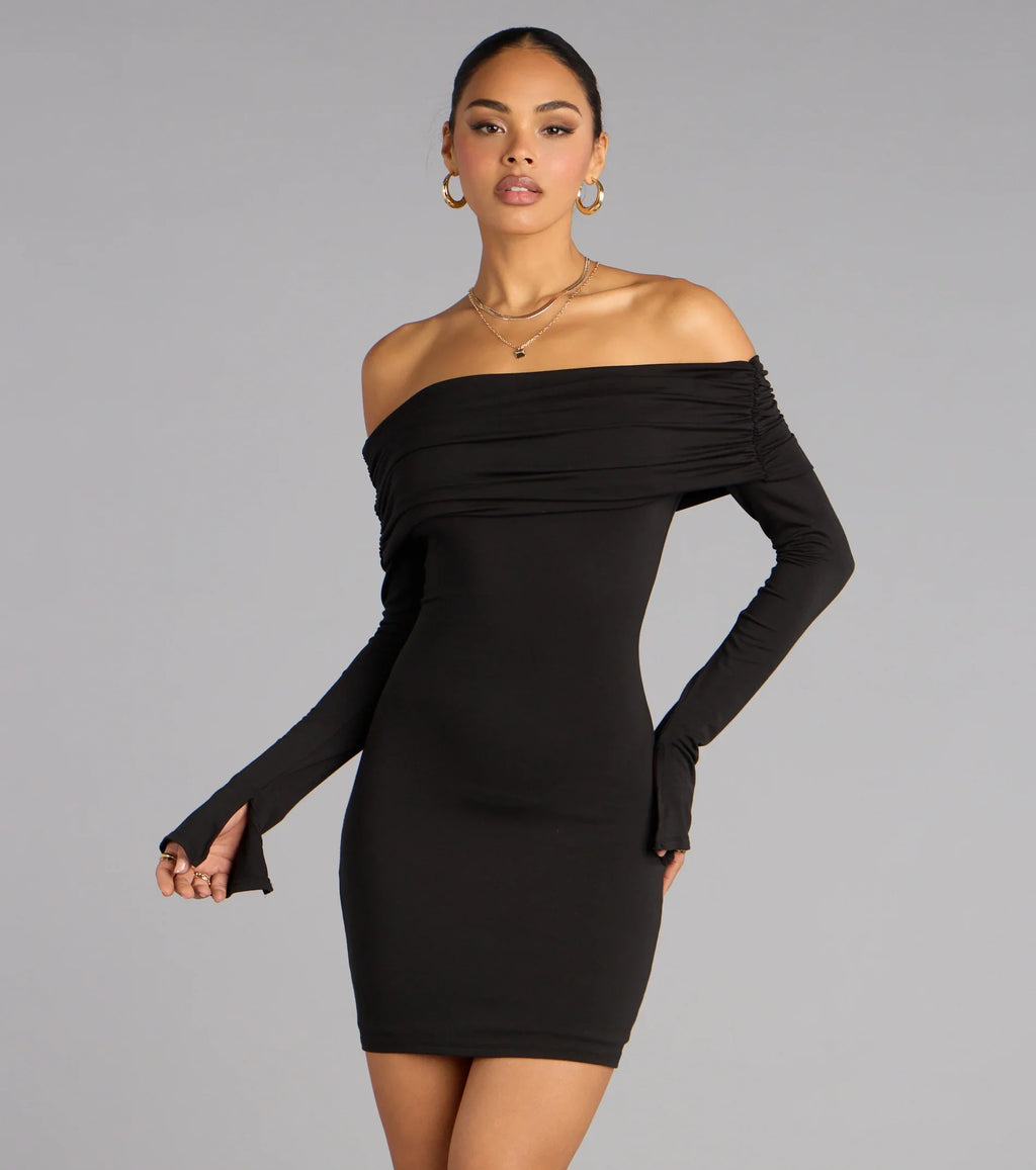 Golden Hour Off-The-Shoulder Mini Dress