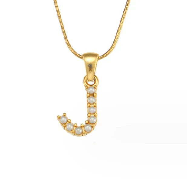 Vioraia Letter Pearl Charm Necklace