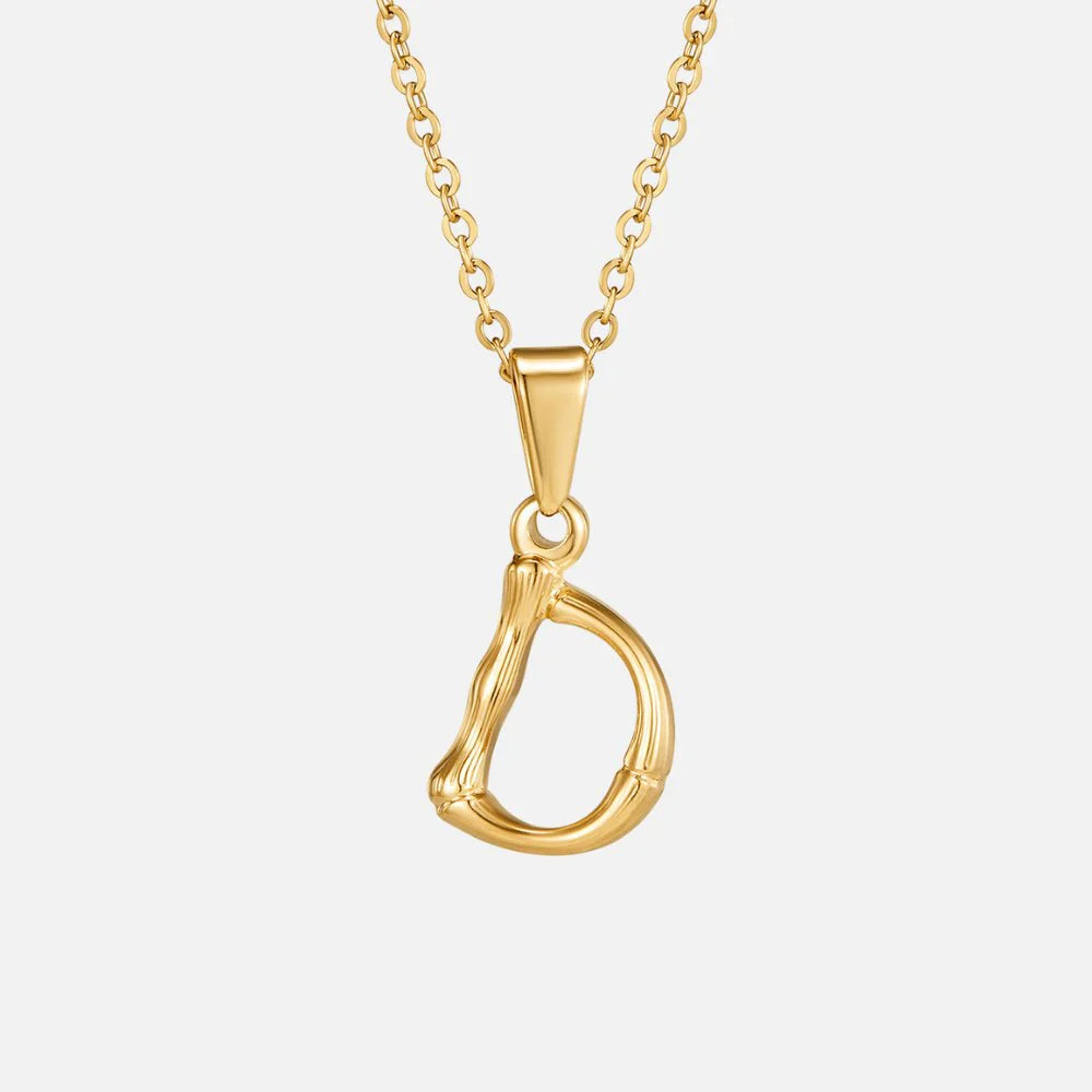 Vioraia Golden Bamboo Letter Pendant Necklace