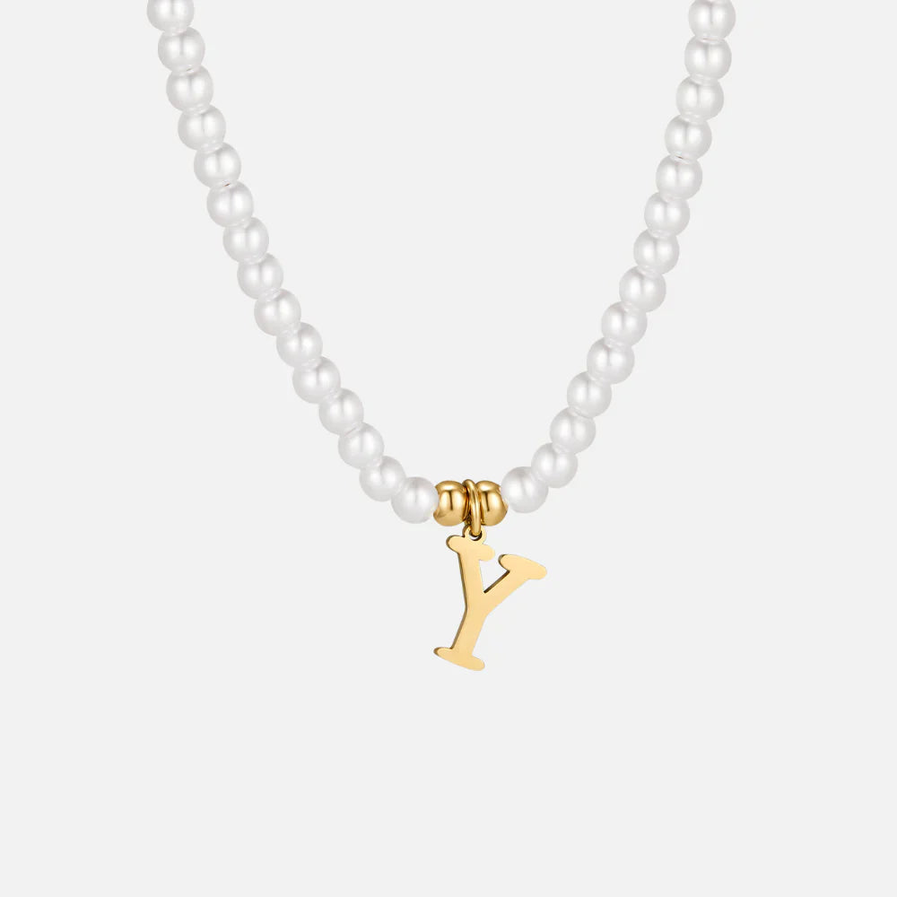 Vioraia Letter Pearl Necklace