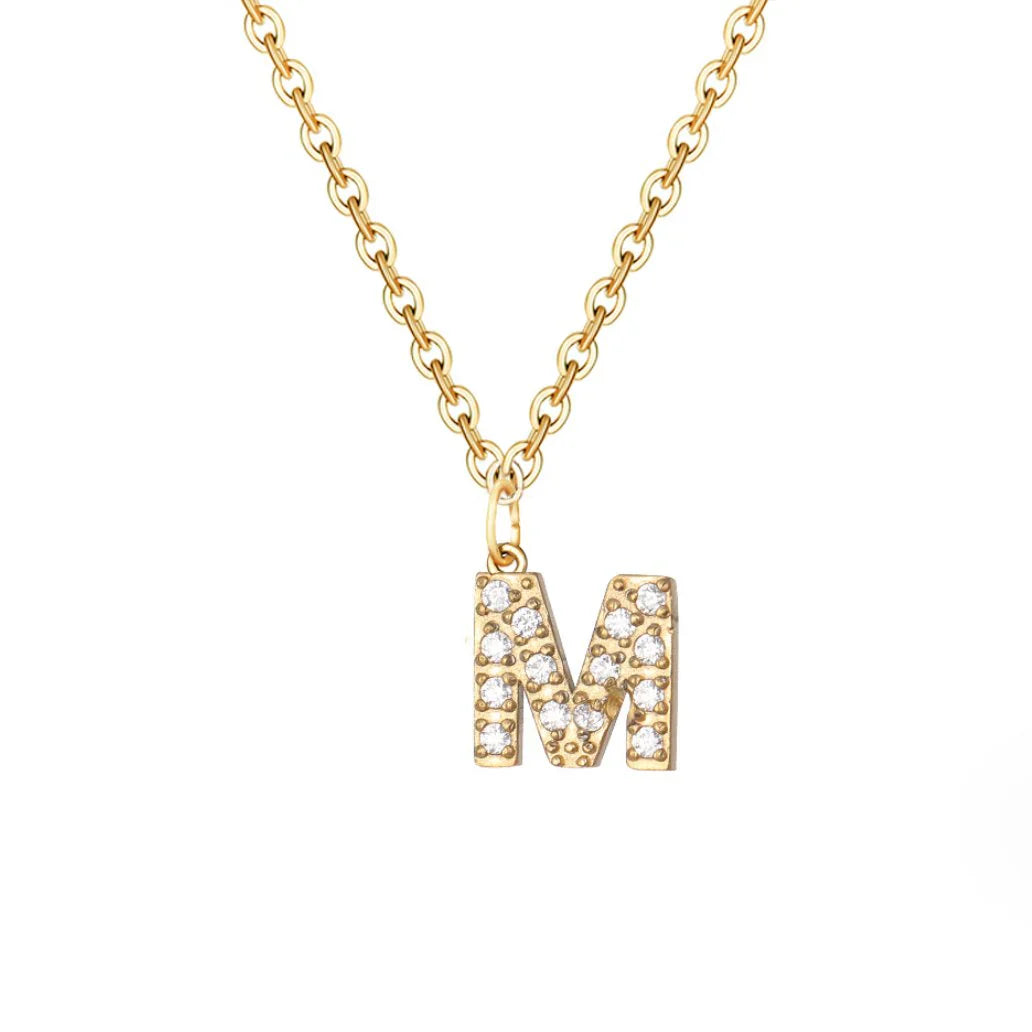 Vioraia Crystal Letter Charm Necklace