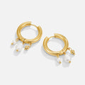 Vioraia Molly Pearl Drop Hoop Earrings