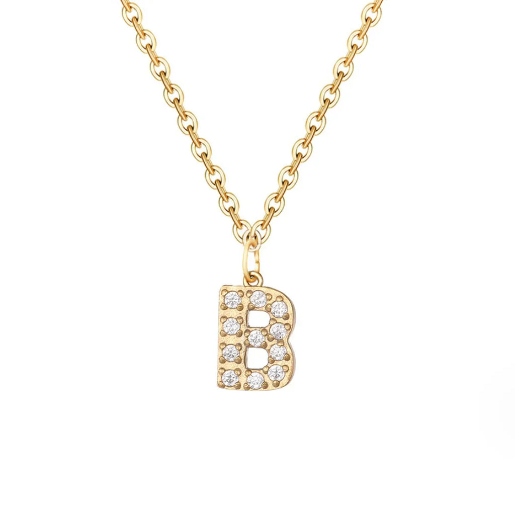 Vioraia Crystal Letter Charm Necklace