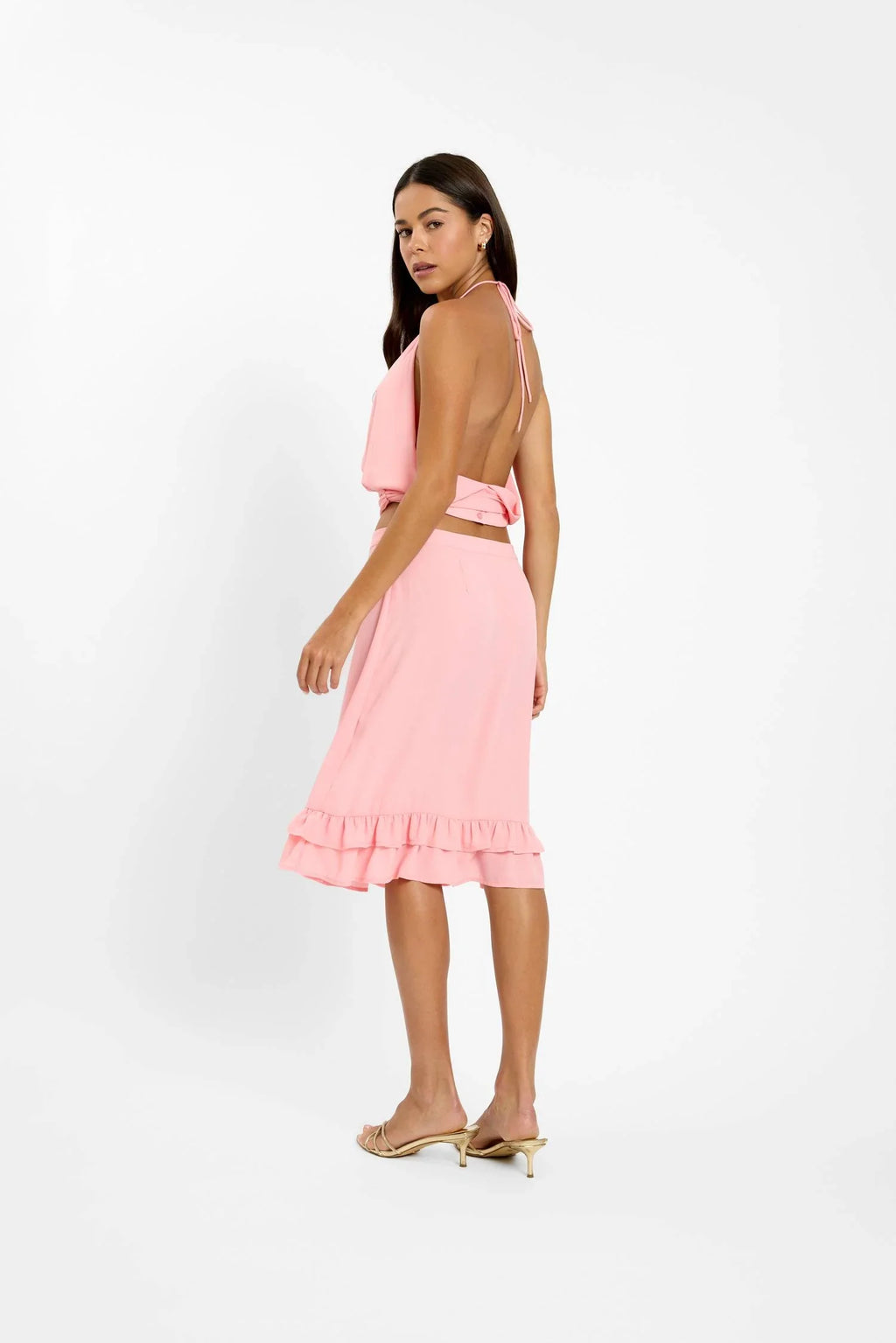 Draped Halter Top | Coral
