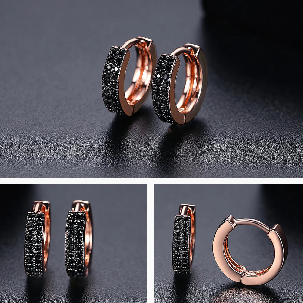 Vioraia Black Rose Huggie Earrings