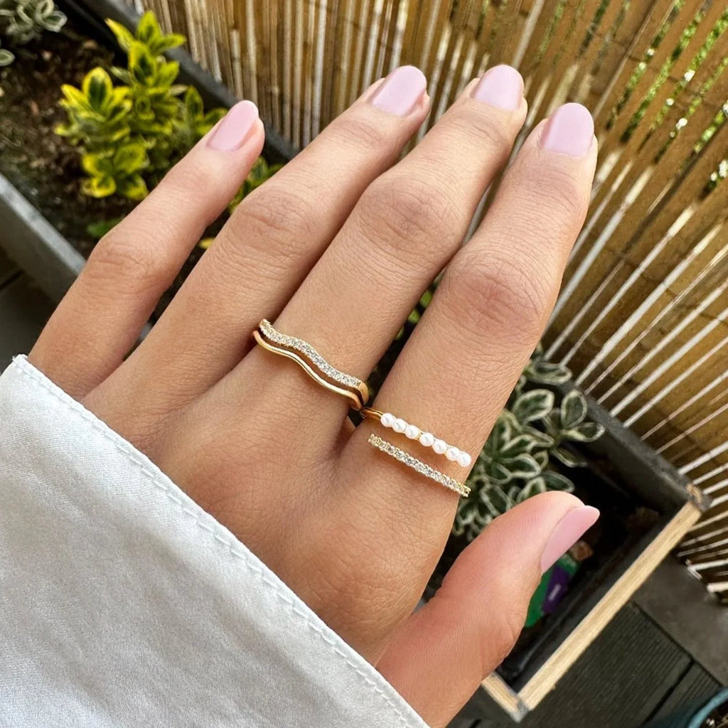Vioraia Layered Juni Gold & Crystal Ring