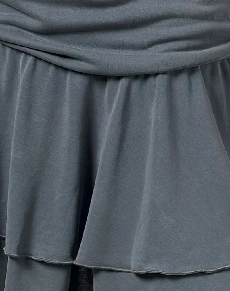 Lalana Boxy Mini Dress in Cupro Grey