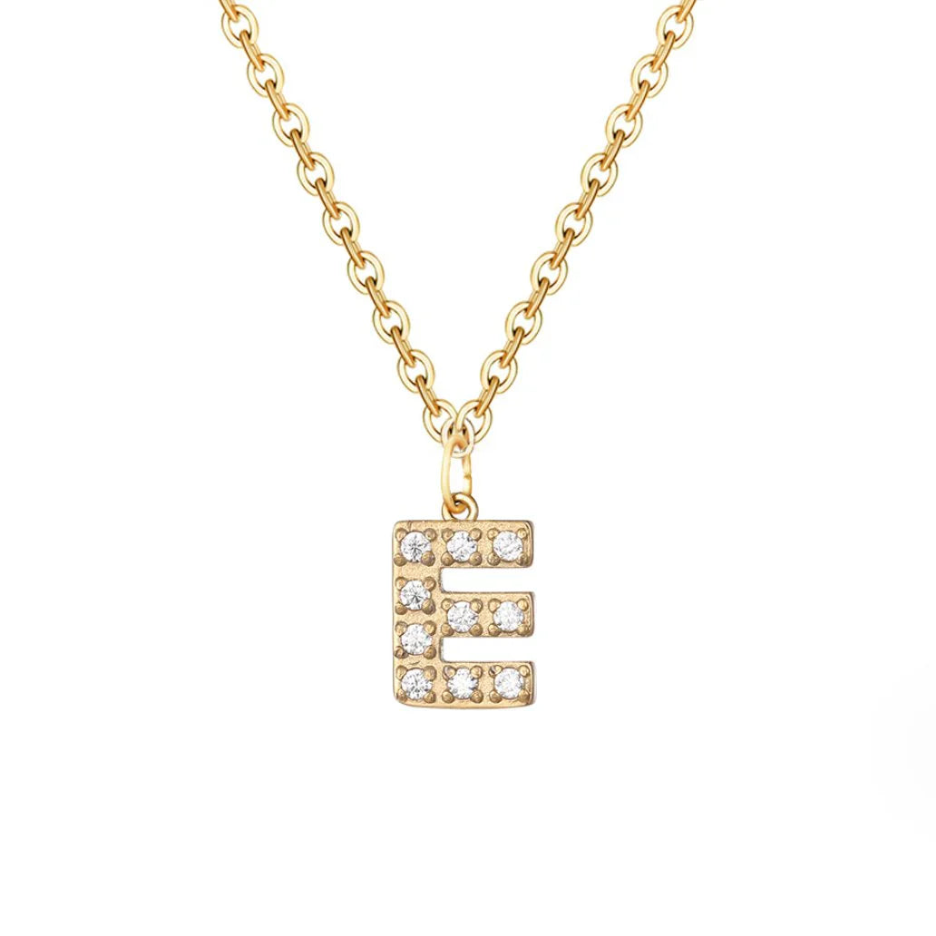 Vioraia Crystal Letter Charm Necklace