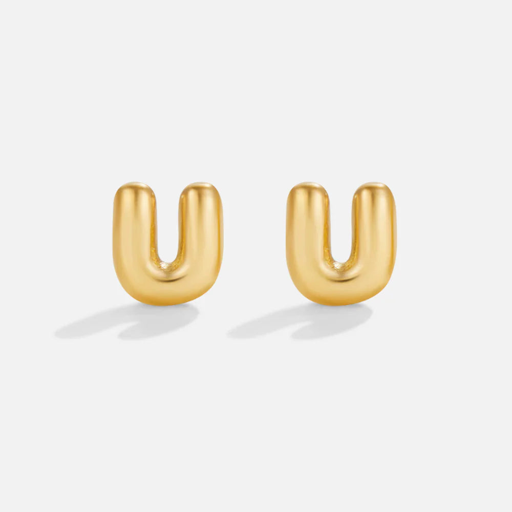 Vioraia Gold Bubble Letter Earrings