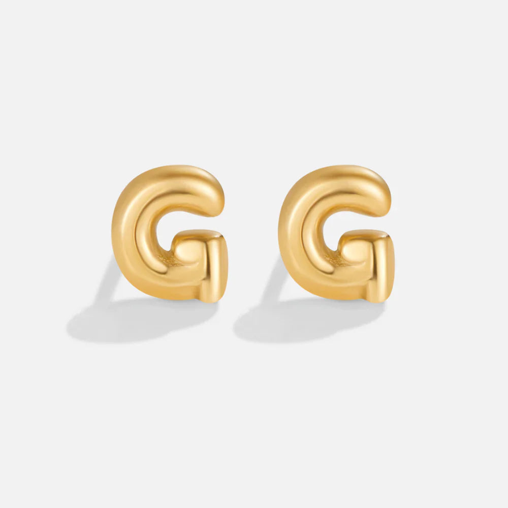 Vioraia Gold Bubble Letter Earrings