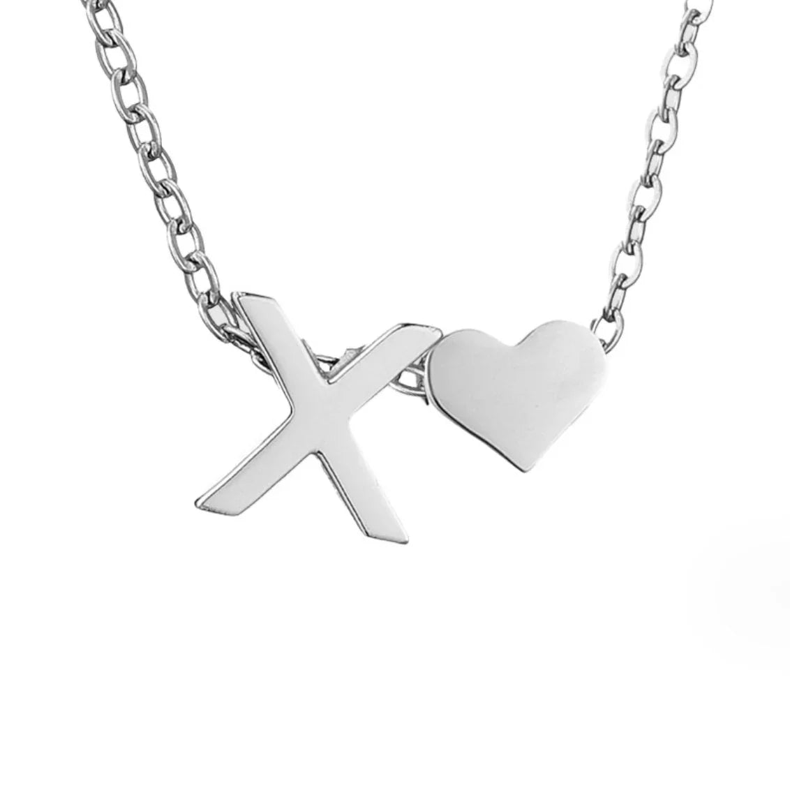 Vioraia Forever Love & Letter Silver Necklace