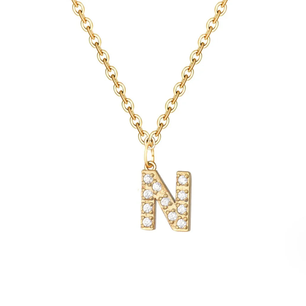 Vioraia Crystal Letter Charm Necklace