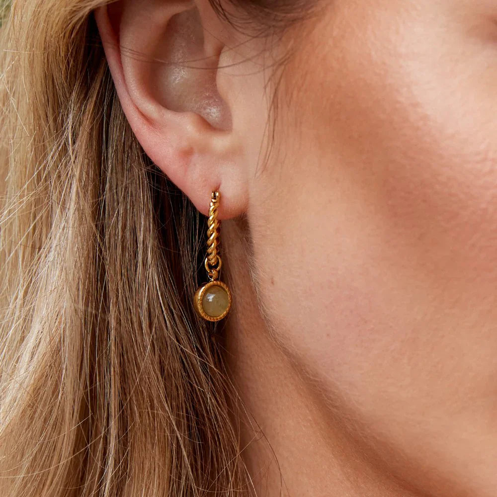 Vioraia Aventurine Twisted Hoop Earrings