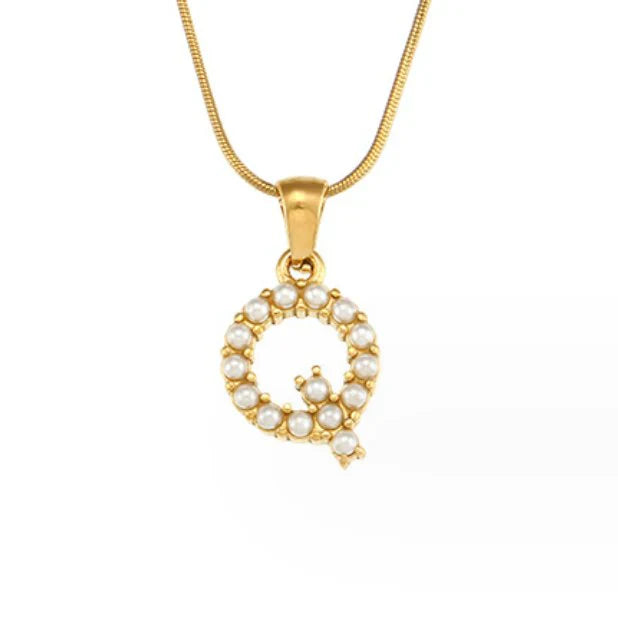 Vioraia Letter Pearl Charm Necklace