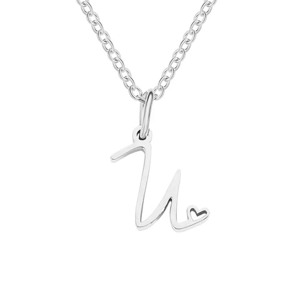 Vioraia Silver Letter Heart Necklace