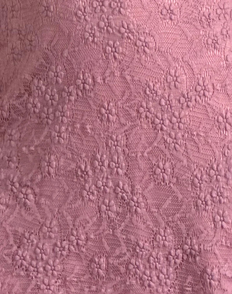 Codami Halterneck Mini Dress in Lace Dusty Rose