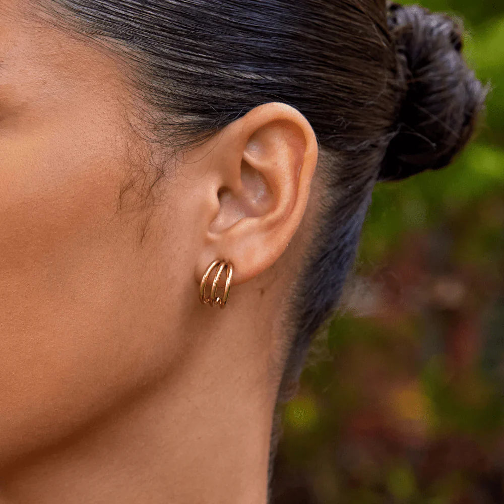 Vioraia Anaya Triple Gold Hoop Earrings