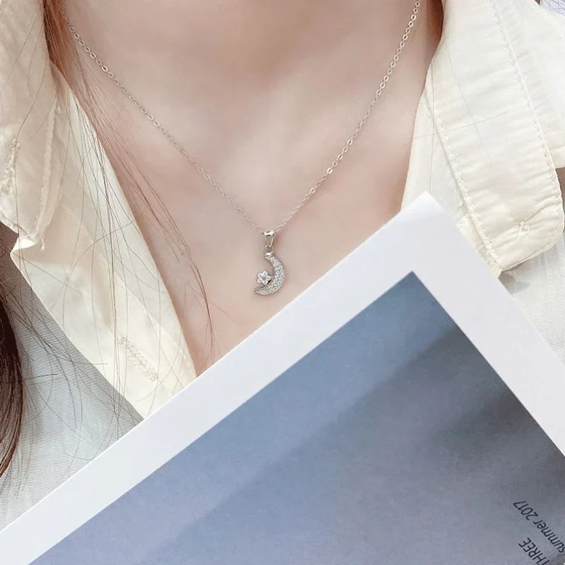 Vioraia Crescent Moon And Star Necklace