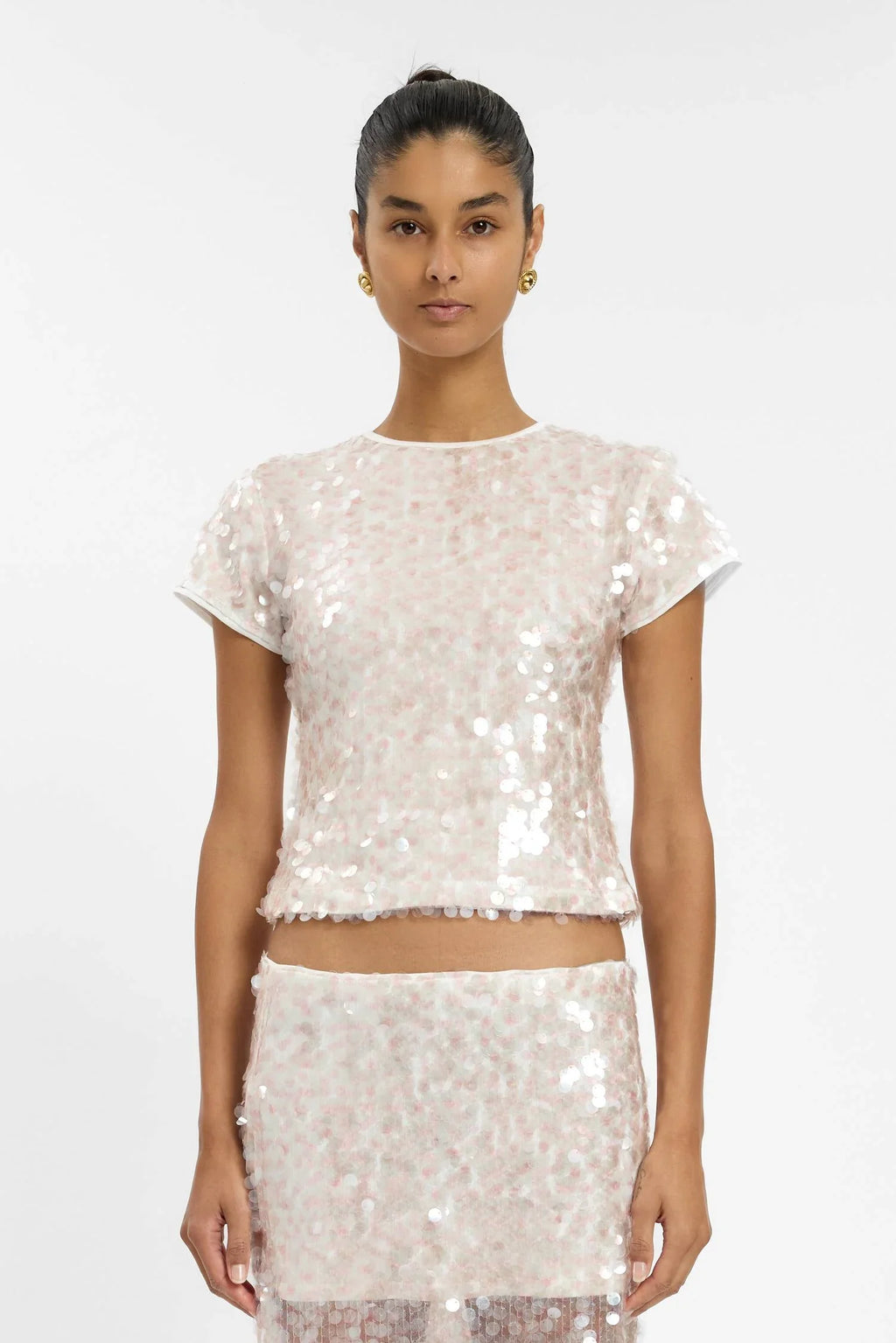 Fitted Tee | Pink Sequin