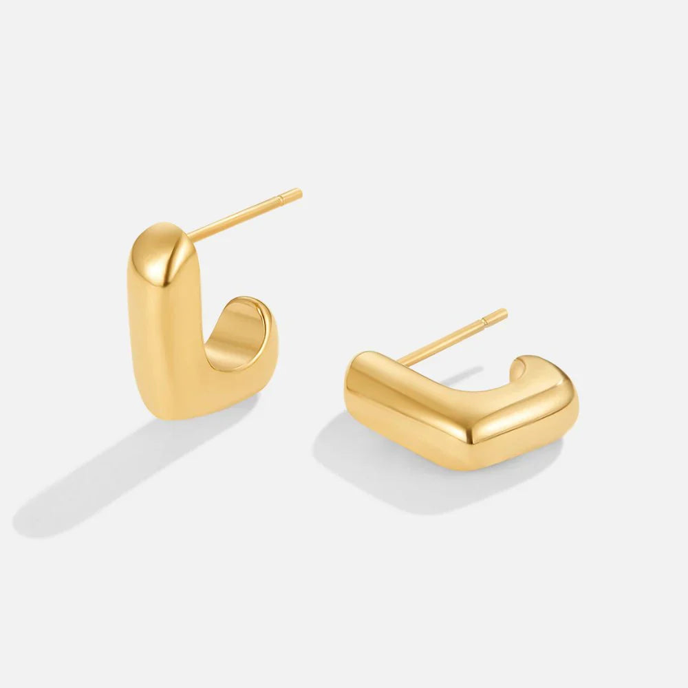 Vioraia Alice Square Hoop Gold Earrings