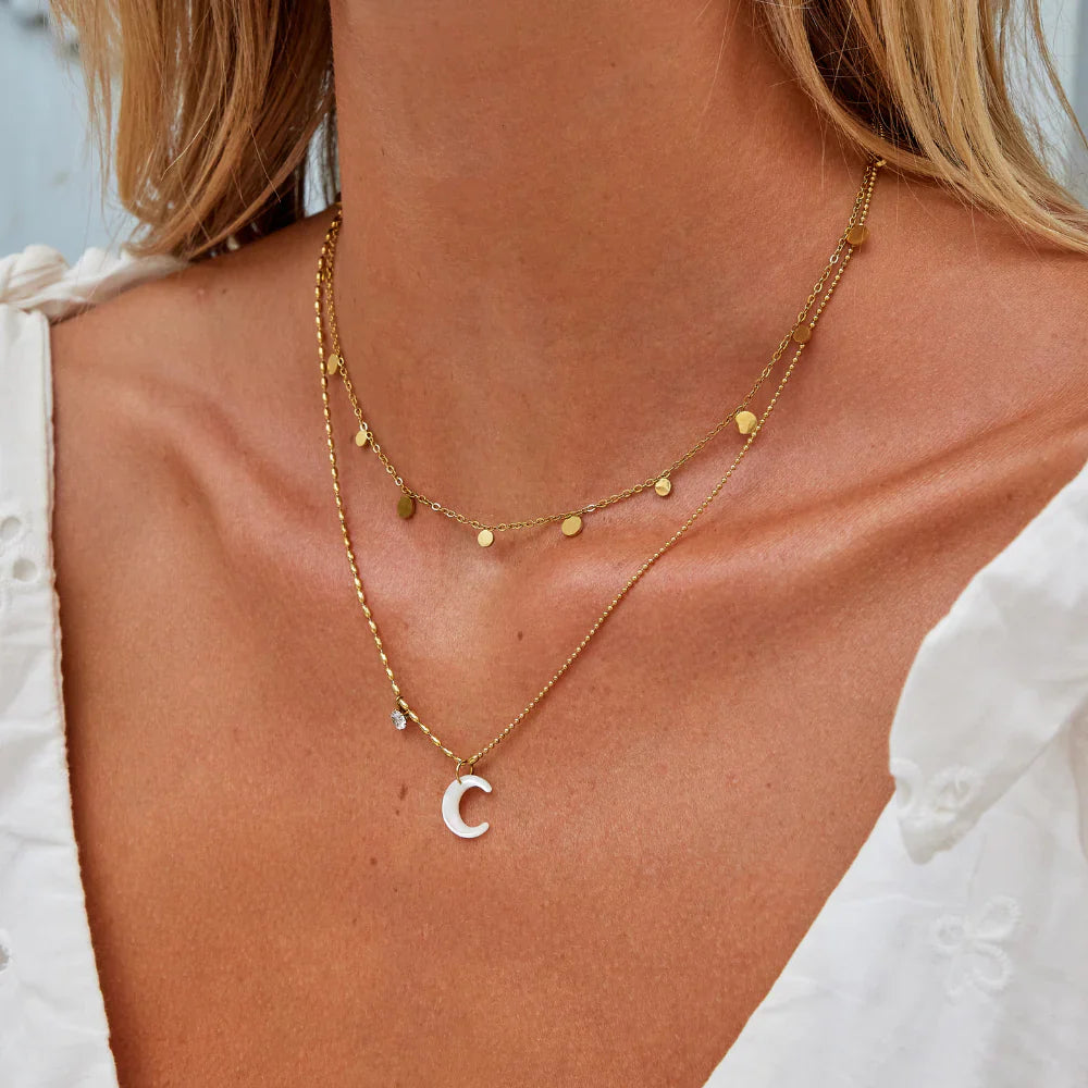 Vioraia White Crescent Moon Necklace