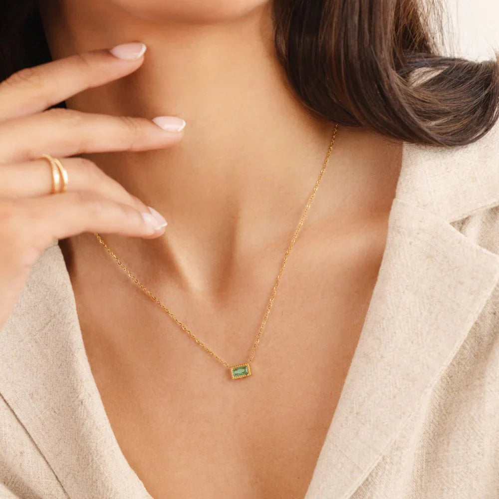 Vioraia Baguette Birthstone Necklace
