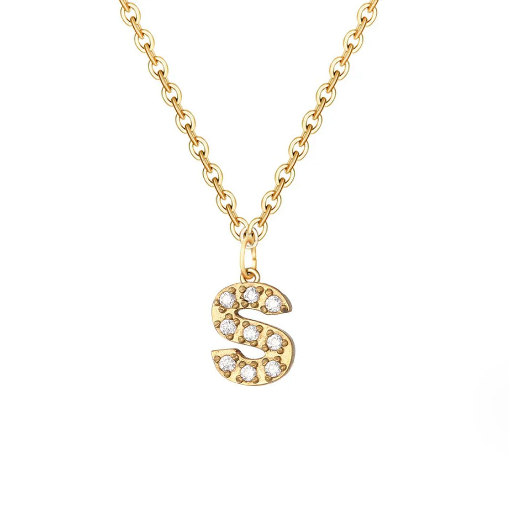 Vioraia Crystal Letter Charm Necklace