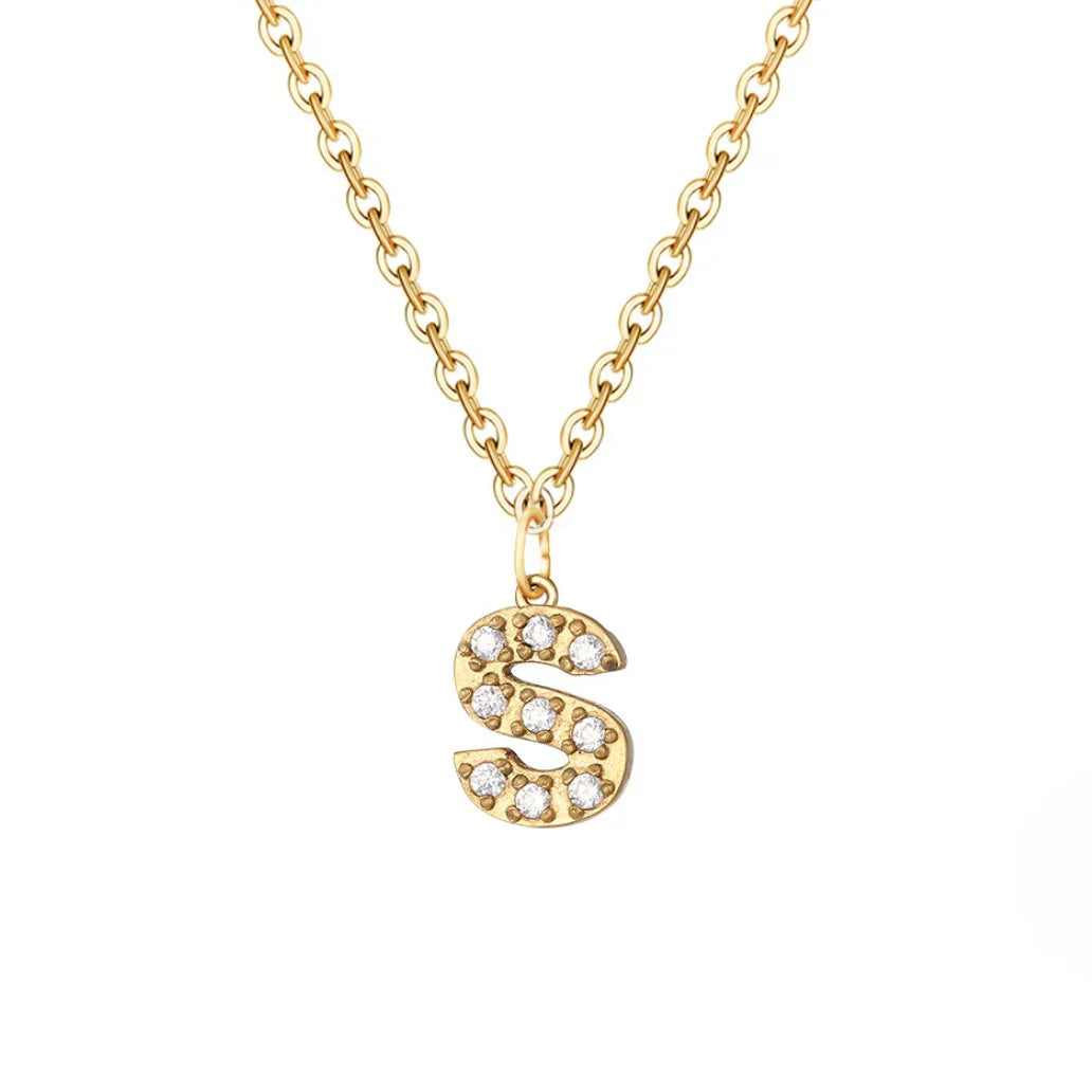 Vioraia Crystal Letter Charm Necklace