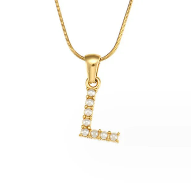 Vioraia Letter Pearl Charm Necklace