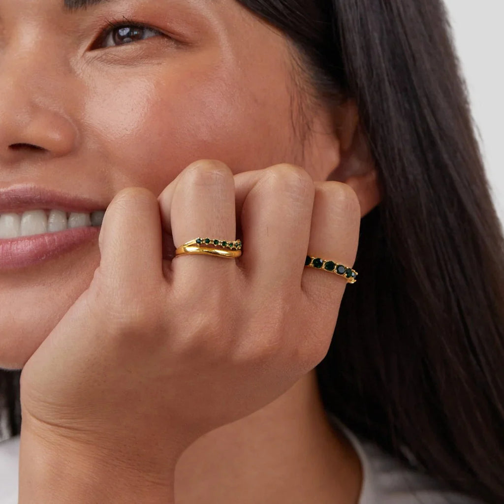 Vioraia Marissa Emerald Green Layered Ring