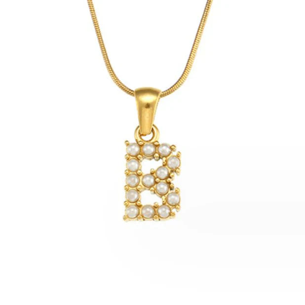 Vioraia Letter Pearl Charm Necklace