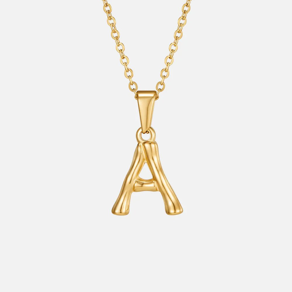 Vioraia Golden Bamboo Letter Pendant Necklace