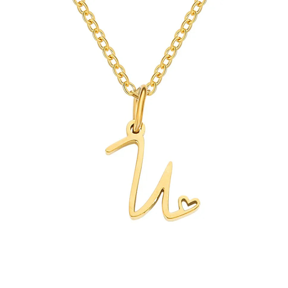 Vioraia Gold Letter Heart Necklace