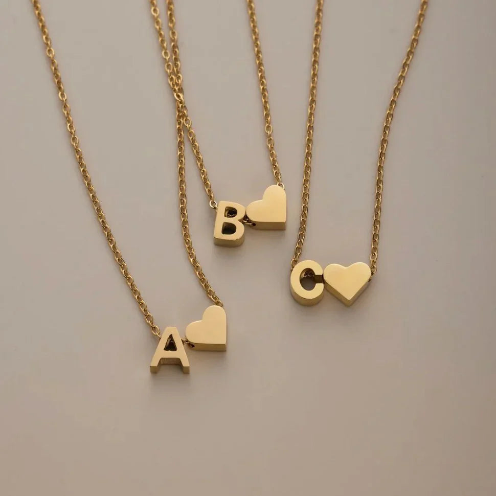 Vioraia Forever Love & Letter Gold Necklace