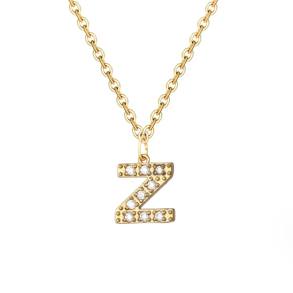 Vioraia Crystal Letter Charm Necklace
