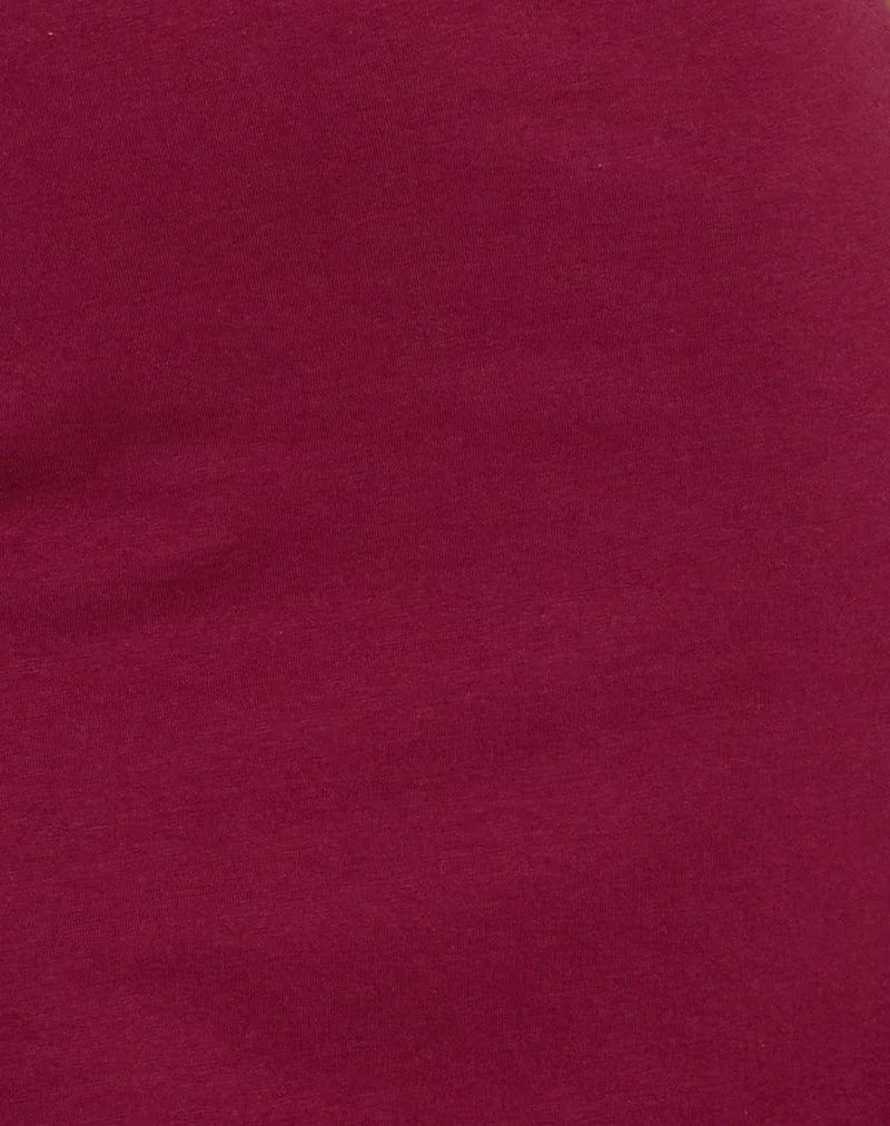 Hepzhi Mini Dress in Burgundy With Floral Embroidery