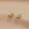 Vioraia Vintage Blue Opal Stud Earrings