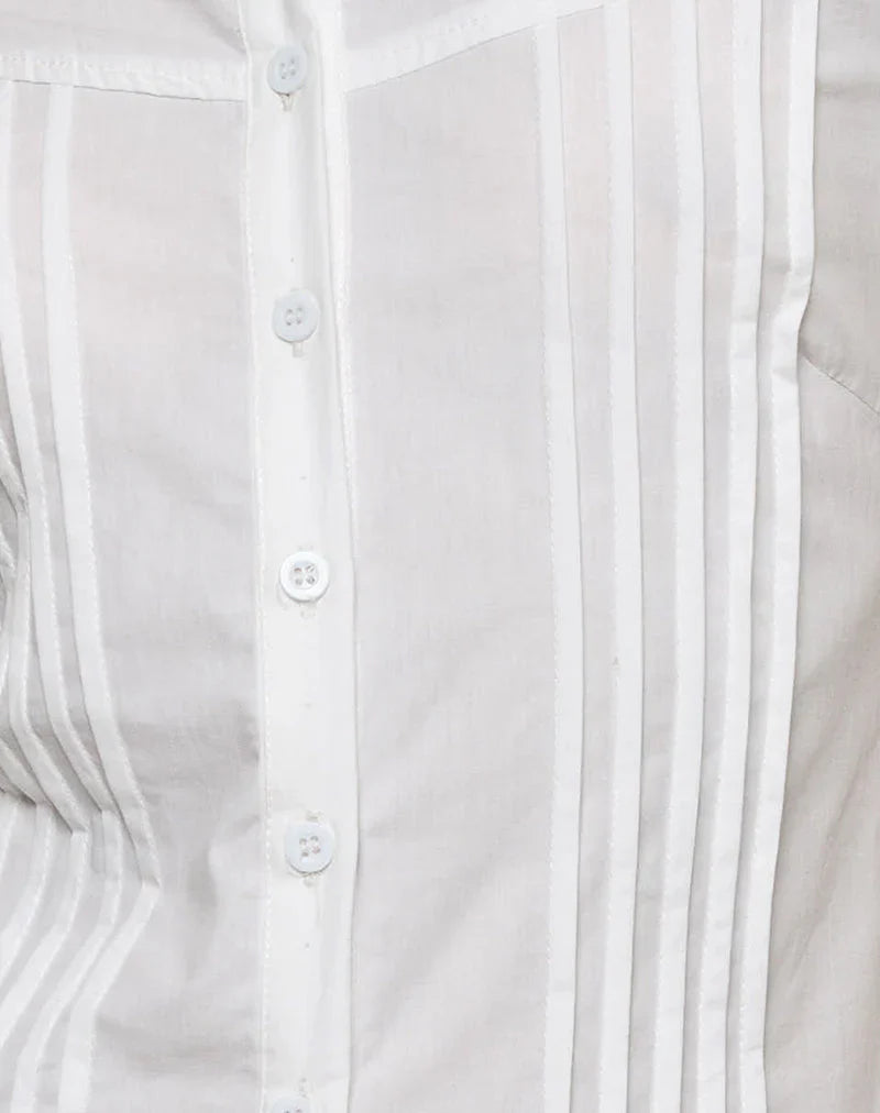 Wilsey Mini Shirt Dress in Poplin White