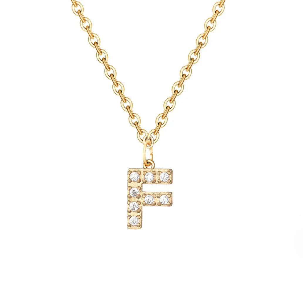 Vioraia Crystal Letter Charm Necklace