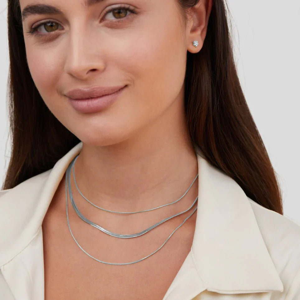 Vioraia Silver Multi-Layered Chain  Necklace