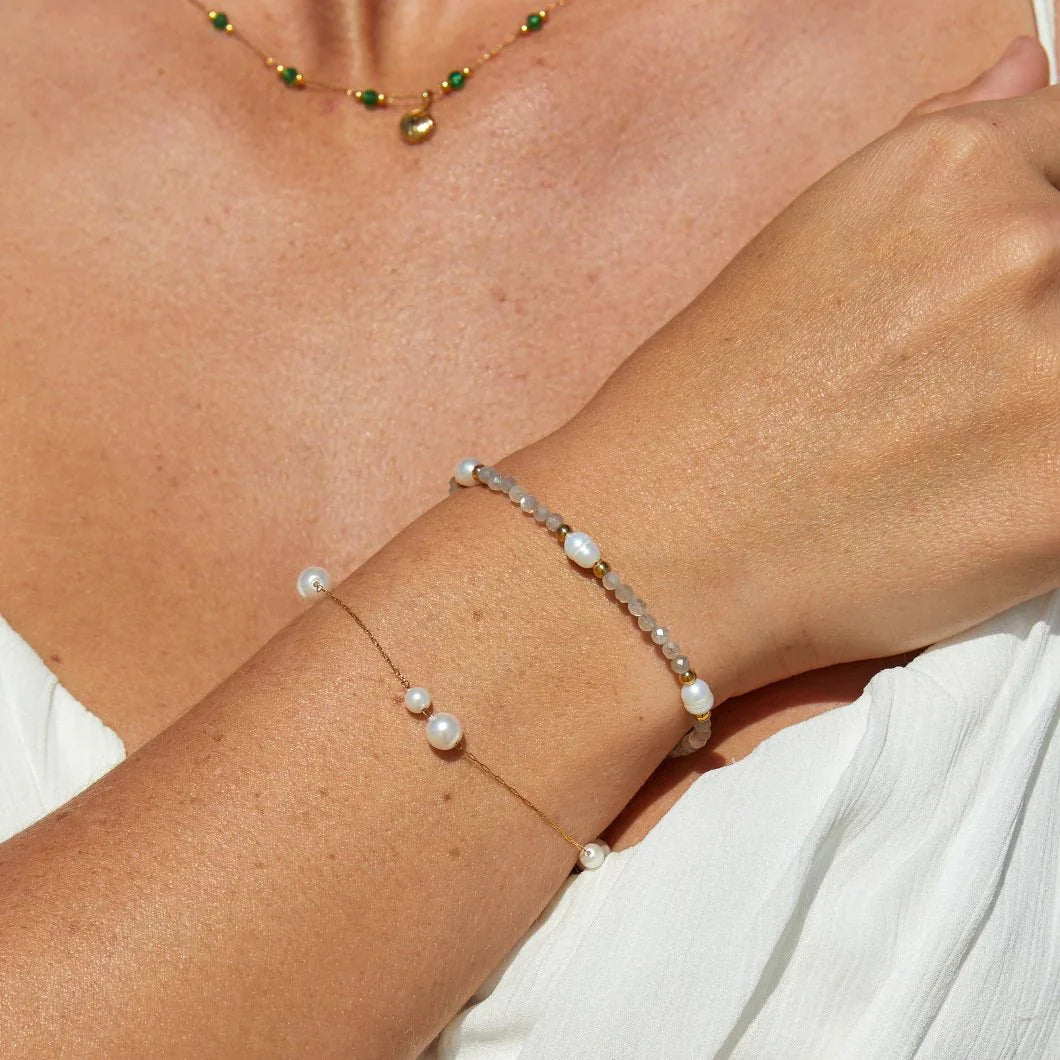 Vioraia Moonstone & Pearl Bead Bracelet