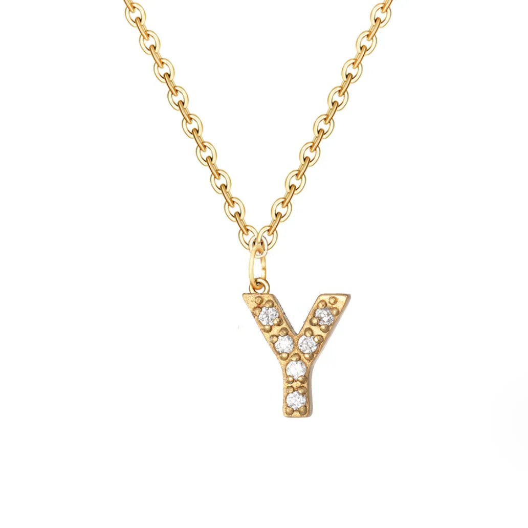 Vioraia Crystal Letter Charm Necklace