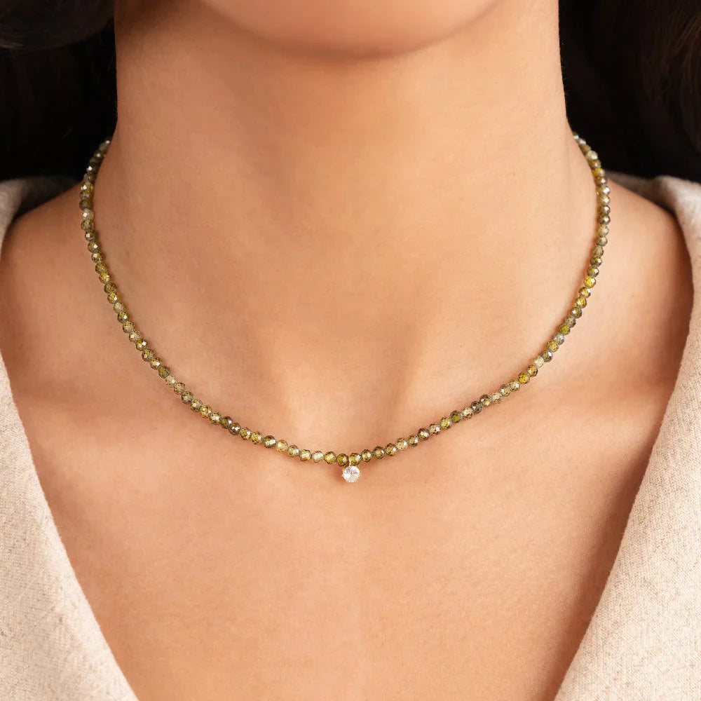 Vioraia Green Peridot Bead Necklace