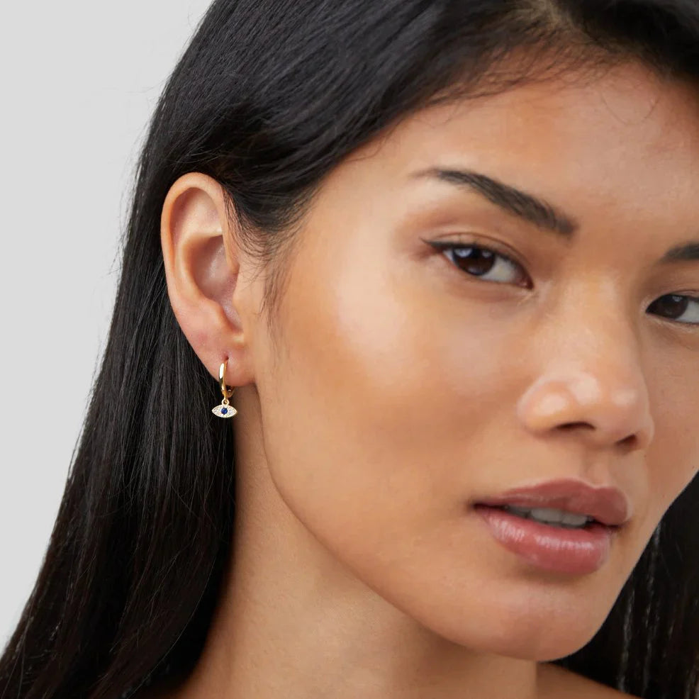 Vioraia Blue Evil Eye Drop Earrings