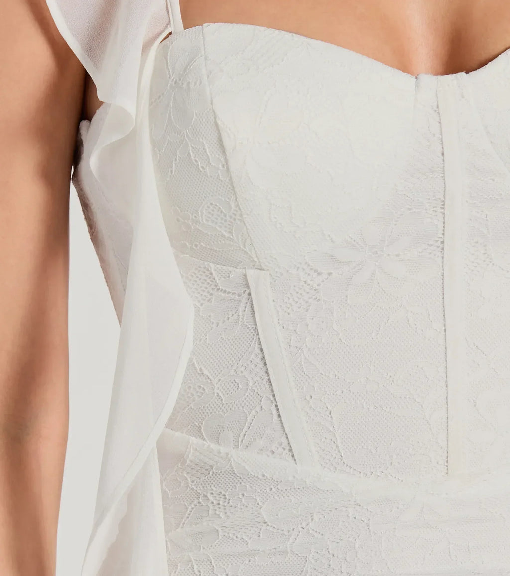 Gorgeous Vibe Ruffled Lace Corset Mini Dress