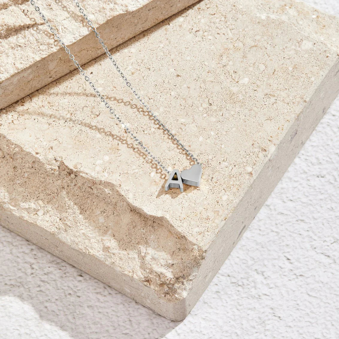 Vioraia Forever Love & Letter Silver Necklace