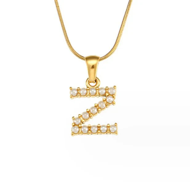 Vioraia Letter Pearl Charm Necklace