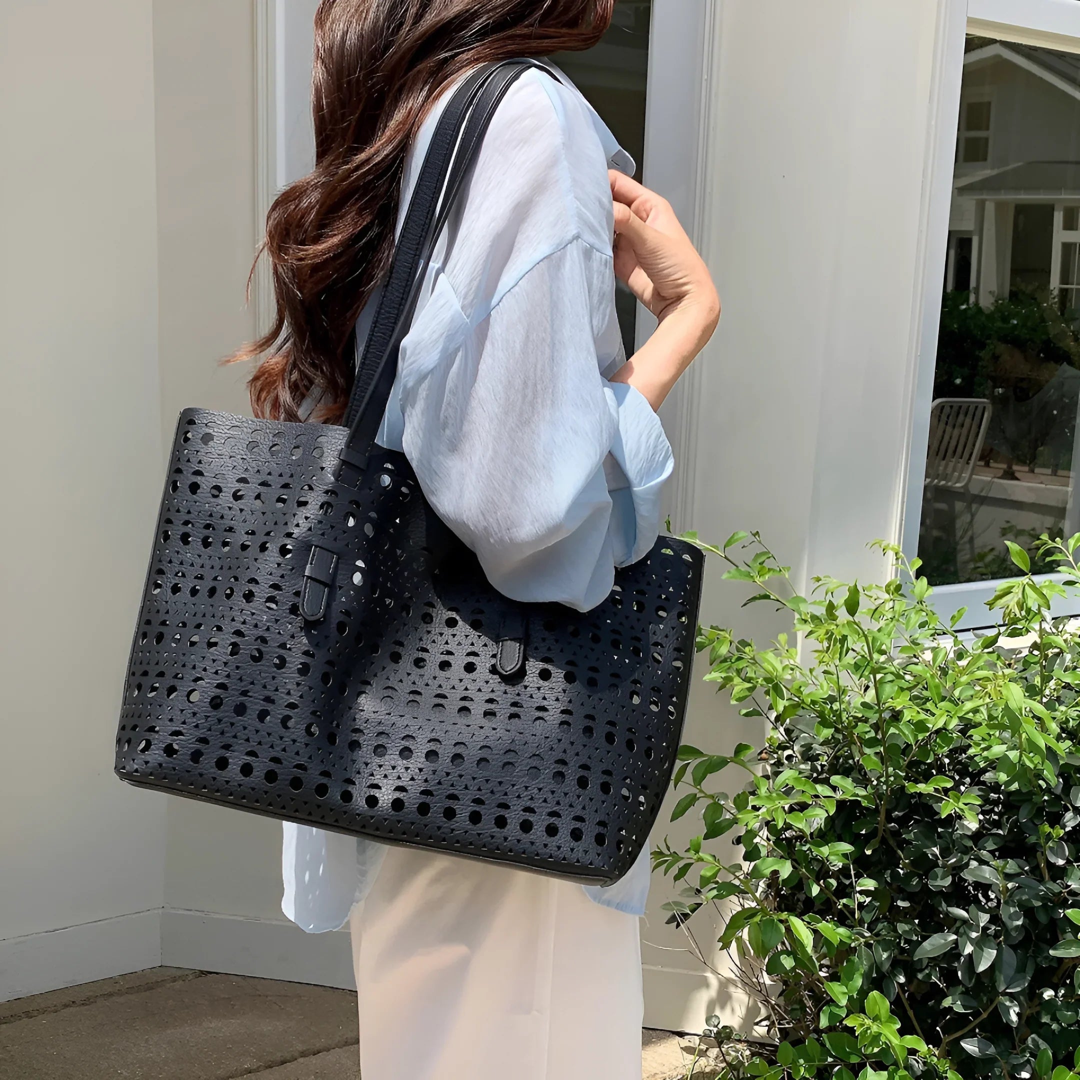 Vioraia Ayla Openwork Tote Bag