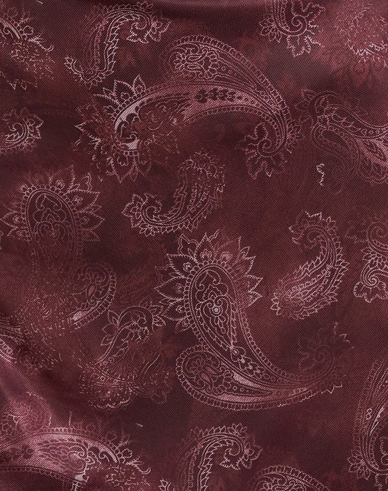 Modena Long Sleeve Mini Dress in Tonal Paisley Plum