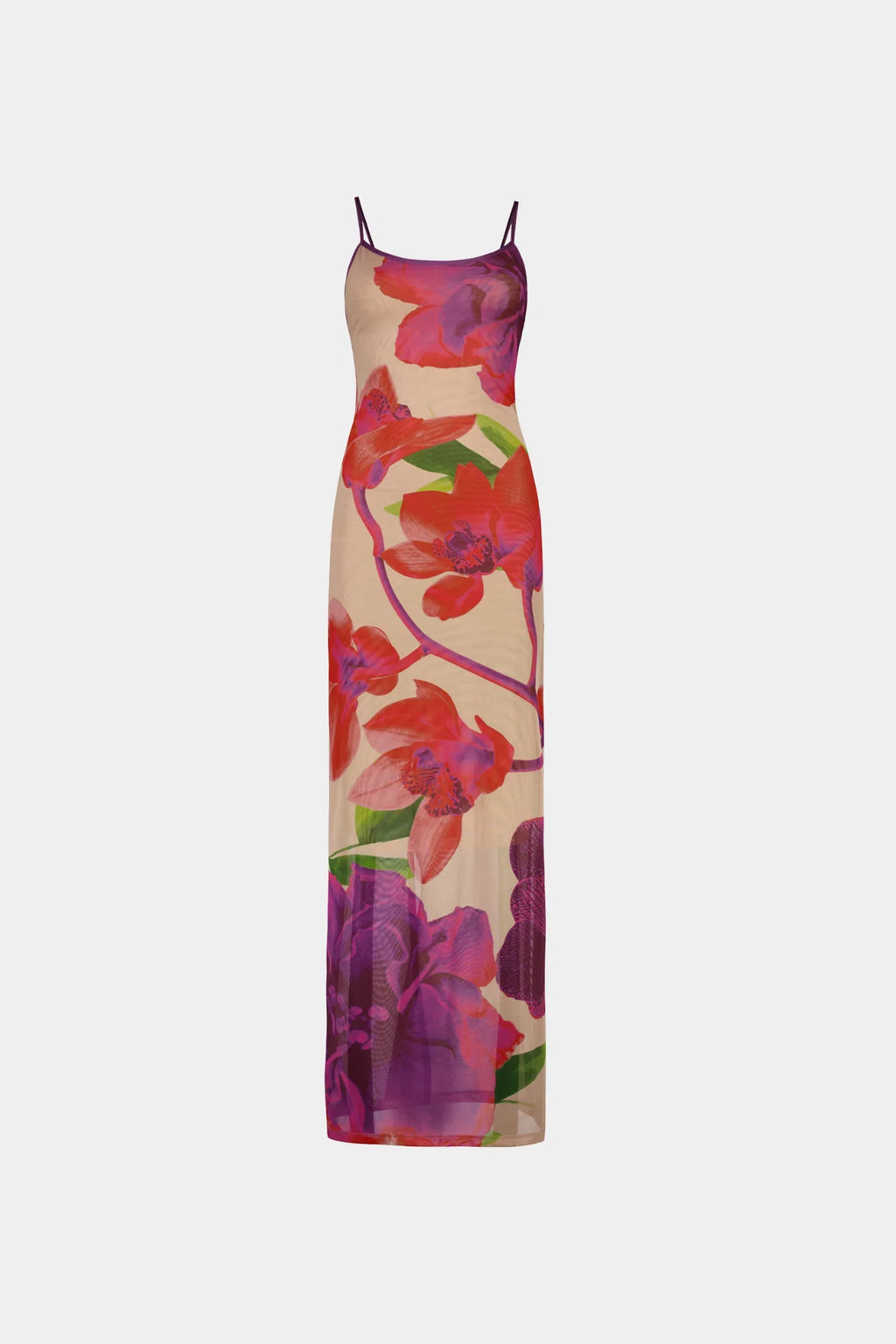 Slip Dress | Mesh Fuchsia Bloom